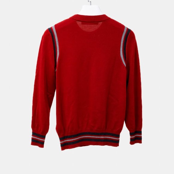 Louis Vuitton Vintage Red Wool Varsity Crewneck Sweater - Picture 10 of 10